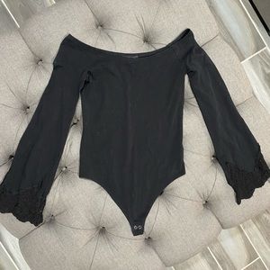 Express Boat Neck Bodysuit - Size Small - Black